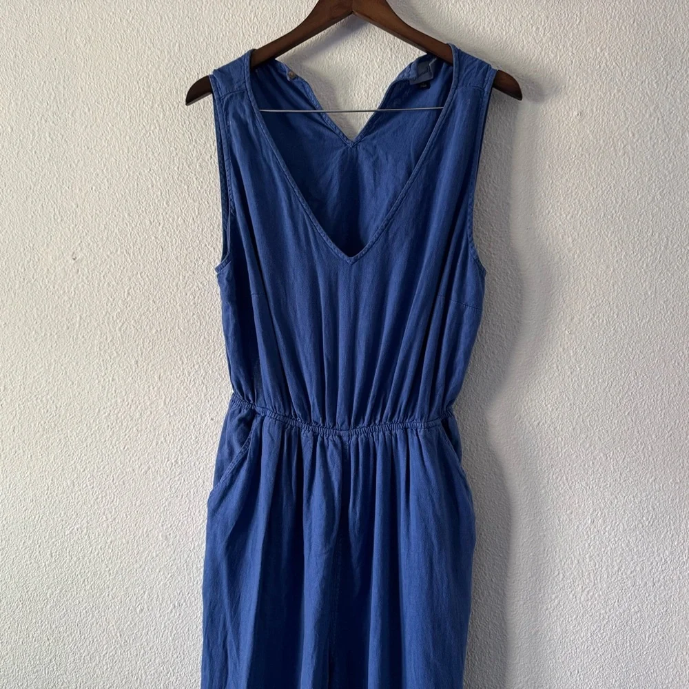 Universal Thread Blue Jumpsuit V Neck Open Back Wide Leg XL Boho Effortless Chic - Picture 4 of 16